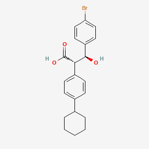 molecular formula C21H23BrO3 B15193539 Benzenepropanoic acid, 4-bromo-alpha-(4-cyclohexylphenyl)-beta-hydroxy-, (R*,S*)-(+)- CAS No. 88222-01-9
