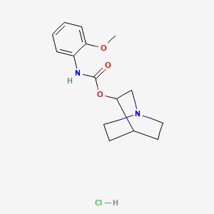 molecular formula C15H21ClN2O3 B15193551 Carbamic acid, (2-methoxyphenyl)-, 1-azabicyclo(2.2.2)oct-3-yl ester, monohydrochloride CAS No. 151643-45-7
