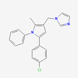 molecular formula C21H18ClN3 B15193556 1H-Imidazole, 1-((5-(4-chlorophenyl)-2-methyl-1-phenyl-1H-pyrrol-3-yl)methyl)- CAS No. 146204-70-8