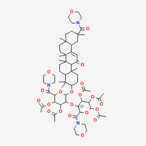 molecular formula C64H93N3O21 B15193585 Morpholine, 4-((3-beta,20-beta)-3-((3,4-di-O-acetyl-6-deoxy-6-(4-morpholinyl)-6-oxo-2-O-(2,3,4-tri-O-acetyl-6-deoxy-6-(4-morpholinyl)-6-oxo-beta-D-glucopyranosyl)-alpha-D-glucopyranosyl)oxy)-11,29-dioxoolean-12-en-29-yl)- CAS No. 126145-78-6