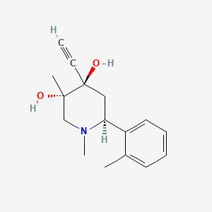 molecular formula C16H21NO2 B15193594 cis-1,3-Dimethyl-4-ethynyl-6-(2-methylphenyl)-3,4-piperidinediol CAS No. 120729-77-3