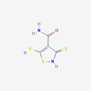 molecular formula C4H4N2OS3 B15193631 Isothiazole-4-carboxamide, 3,5-dimercapto- CAS No. 26309-62-6