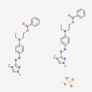 molecular formula C42H50N12O8S B15193637 2-[4-[(1,4-dimethyl-1,2,4-triazol-4-ium-3-yl)diazenyl]-N-ethylanilino]ethyl benzoate;sulfate CAS No. 72906-35-5