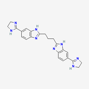 molecular formula C23H24N8 B15193645 2,2'-(1,3-Propanediyl)bis(5-(4,5-dihydro-1H-imidazol-2-yl)-1H-benzimidazole) CAS No. 139223-26-0
