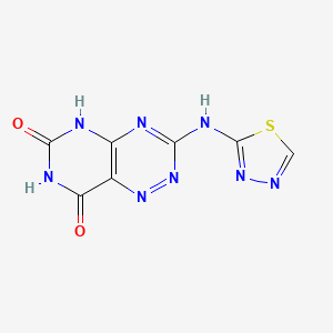 molecular formula C7H4N8O2S B15193670 Pyrimido(4,5-e)-as-triazine-6(5H),8(7H)-dione, 3-(thiadiazo-2'-ylamino)- CAS No. 80761-65-5