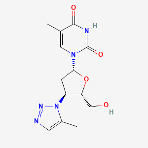 molecular formula C13H17N5O4 B15193711 Thymidine, 3'-deoxy-3'-(5-methyl-1H-1,2,3-triazol-1-yl)- CAS No. 127728-27-2