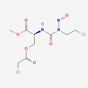 molecular formula C9H13Cl2N3O6 B15193731 Serine, N-((2-chloroethyl)nitrosocarbamoyl)-, methyl ester, chloroacetate (ester) CAS No. 84993-79-3