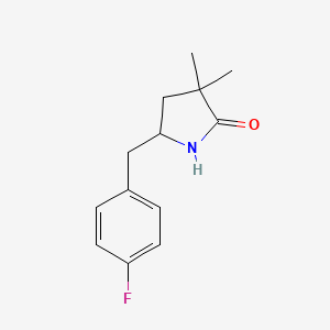 molecular formula C13H16FNO B15193777 5-((4-Fluorophenyl)methyl)-3,3-dimethyl-2-pyrrolidinone CAS No. 97561-78-9