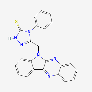 molecular formula C23H16N6S B15193786 1H-1,3,4-Triazole-2-thiol, 5-((6H-indolo(2,3-b)quinoxalin-6-yl)methyl)-1-phenyl- CAS No. 116989-68-5