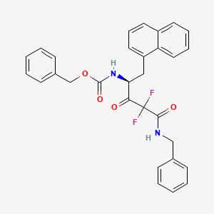 molecular formula C30H26F2N2O4 B15193830 Carbamic acid, (3,3-difluoro-1-(1-naphthalenylmethyl)-2,4-dioxo-4-((phenylmethyl)amino)butyl)-, phenylmethyl ester CAS No. 148797-18-6