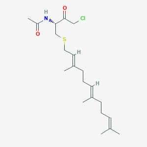 molecular formula C21H34ClNO2S B15193855 N-[(2R)-4-chloro-3-oxo-1-[(2E,6E)-3,7,11-trimethyldodeca-2,6,10-trienyl]sulfanylbutan-2-yl]acetamide CAS No. 253871-57-7