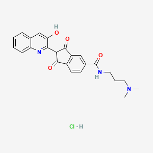 molecular formula C24H24ClN3O4 B15193929 1H-Indene-5-carboxamide, N-(3-(dimethylamino)propyl)-2,3-dihydro-2-(3-hydroxy-2-quinolinyl)-1,3-dioxo-, monohydrochloride CAS No. 72138-94-4