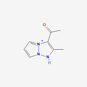 molecular formula C8H10N3O+ B15194022 1-(2-methyl-1H-pyrazolo[1,2-a]triazol-4-ium-3-yl)ethanone CAS No. 59046-09-2