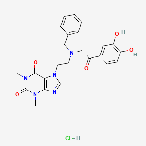 molecular formula C24H26ClN5O5 B15194077 7-(2-((2-(3,4-Dihydroxyphenyl)-2-oxoethyl)(phenylmethyl)amino)ethyl)-3,7-dihydro-1,3-dimethyl-1H-purine-2,6-dione monohydrochloride CAS No. 85665-61-8