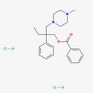 molecular formula C23H32Cl2N2O2 B15194089 beta-Ethyl-4-methyl-beta-phenyl-1-piperazinepropanol benzoate dihydrochloride CAS No. 102517-13-5