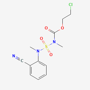 molecular formula C12H14ClN3O4S B15194112 Carbamic acid, (((2-cyanophenyl)methylamino)sulfonyl)methyl-, 2-chloroethyl ester CAS No. 116943-71-6