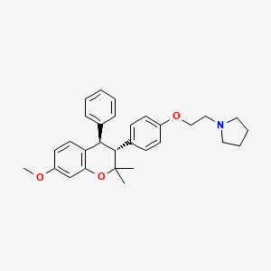 molecular formula C30H35NO3 B15194121 Pyrrolidine, 1-(2-(4-(3,4-dihydro-2,2-dimethyl-7-methoxy-4-phenyl-2H-1-benzopyran-3-yl)phenoxy)ethyl)-, (E)- CAS No. 84394-37-6