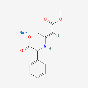 molecular formula C13H16NNaO4 B15194141 Sodium alpha-((3-methoxy-1-methyl-3-oxo-1-propenyl)amino)cyclohexa-1,4-diene-1-acetate CAS No. 50316-92-2