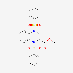 molecular formula C22H20N2O6S2 B15194377 Methyl 1,4-bis(phenylsulfonyl)-1,2,3,4-tetrahydroquinoxaline-2-carboxylate CAS No. 3753-91-1