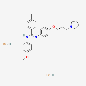 molecular formula C28H35Br2N3O2 B15194434 N'-(p-Methoxyphenyl)-N-(p-(3-pyrrolidinylpropoxy)phenyl)-p-toluamidine dihydrobromide CAS No. 80785-13-3