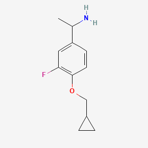 molecular formula C12H16FNO B1519447 1-[4-(Cyclopropylmethoxy)-3-fluorophenyl]ethan-1-amine CAS No. 1019606-90-6