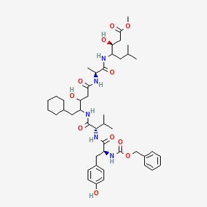 molecular formula C45H67N5O11 B15194520 Pepstatin A, 1-(N-((phenylmethoxy)carbonyl)-L-tyrosine)-3-(4-amino-5-cyclohexyl-2,4,5-trideoxy-L-threo-pentonic acid)-, methyl ester CAS No. 145031-48-7