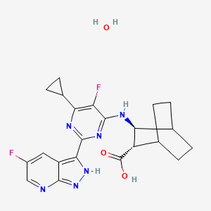 molecular formula C22H24F2N6O3 B15194648 Onradivir monohydrate CAS No. 2375241-19-1