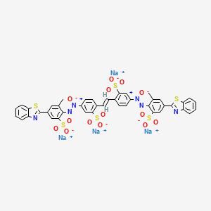 molecular formula C42H26N6Na4O14S6 B15194669 Benzenesulfonic acid, 2,2'-(1,2-ethenediyl)bis(5-((4-(6-methyl-2-benzothiazolyl)sulfophenyl)azoxy)-, tetrasodium salt CAS No. 63346-49-6