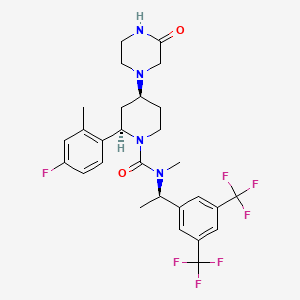 molecular formula C28H31F7N4O2 B15194902 Casopitant metabolite M12 CAS No. 921206-86-2