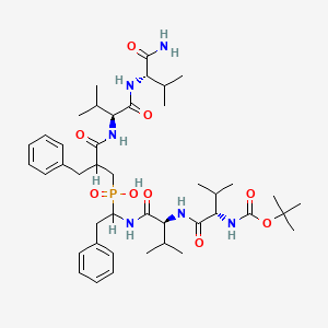 molecular formula C43H67N6O9P B15194968 L-Valinamide, N-(2-(((1-((N-(N-((1,1-dimethylethoxy)carbonyl)-L-valyl)-L-valyl)amino)-2-phenylethyl)hydroxyphosphinyl)methyl)-1-oxo-3-phenylpropyl)-L-valyl- CAS No. 129318-25-8