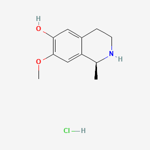 molecular formula C11H16ClNO2 B15195048 (-)-Salsoline hydrochloride CAS No. 881-26-5