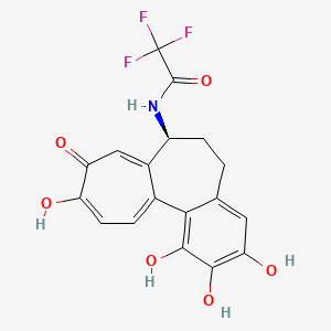 molecular formula C18H14F3NO6 B15195094 N-Trifluoroacetyl-N-deacetyl-1,2,3-demethylisocolchiceine CAS No. 134568-36-8