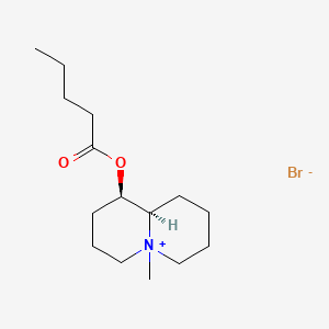 molecular formula C15H28BrNO2 B15195124 trans-1-Hydroxy-5-methyloctahydro-2H-quinolizinium bromide valerate (ester) CAS No. 17943-42-9