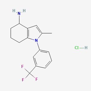 molecular formula C16H18ClF3N2 B1519516 2-methyl-1-[3-(trifluoromethyl)phenyl]-4,5,6,7-tetrahydro-1H-indol-4-amine hydrochloride CAS No. 1221725-69-4
