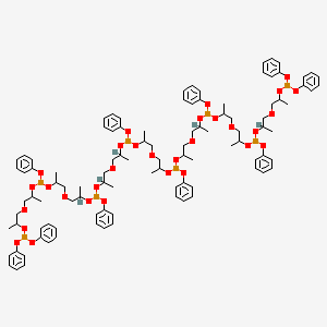 molecular formula C102H134O31P8 B15195211 Oxybispropylenebis((1,5,9,13,17,21-hexamethyl-7,15,23,23-tetraphenoxy-3,6,8,11,14,16,19,22-octaoxa-7,15,23-triphosphatricos-1-yl)(phenyl)phosphine) CAS No. 80584-86-7