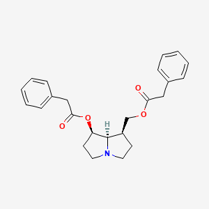 molecular formula C24H27NO4 B15195218 Platynecine 7,9-phenylacetate diester CAS No. 56576-95-5