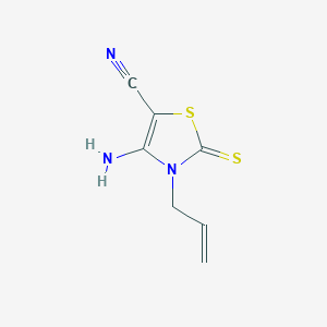 molecular formula C7H7N3S2 B1519522 4-Amino-3-(prop-2-en-1-yl)-2-sulfanylidene-2,3-dihydro-1,3-thiazole-5-carbonitrile CAS No. 1019014-31-3