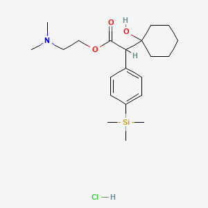 molecular formula C21H36ClNO3Si B15195310 Cyclohexaneacetic acid, 1-hydroxy-alpha-(p-(trimethylsilyl)phenyl)-, 2-(dimethylamino)ethyl ester, hydrochloride CAS No. 20556-57-4