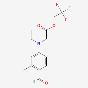 molecular formula C14H16F3NO3 B15195347 Glycine, N-ethyl-N-(4-formyl-3-methylphenyl)-, 2,2,2-trifluoroethyl ester CAS No. 88881-66-7