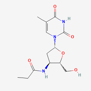 molecular formula C13H19N3O5 B15195359 Thymidine, 3'-deoxy-3'-((1-oxopropyl)amino)- CAS No. 132149-29-2