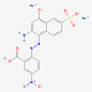 molecular formula C17H10N4Na2O8S B15195425 Benzoic acid, 2-[(2-amino-5-hydroxy-7-sulfo-1-naphthalenyl)azo]-5-nitro-, disodium salt CAS No. 67875-25-6