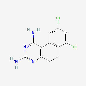 molecular formula C12H10Cl2N4 B15195437 Benzo(f)quinazoline-1,3-diamine, 7,9-dichloro-5,6-dihydro- CAS No. 37436-47-8