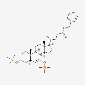 molecular formula C37H60O4Si2 B15195458 benzyl (4R)-4-[(3R,5S,8S,9S,10S,13R,14S,17R)-10,13-dimethyl-3,7-bis(trimethylsilyloxy)-2,3,4,5,8,9,11,12,14,15,16,17-dodecahydro-1H-cyclopenta[a]phenanthren-17-yl]pentanoate 
