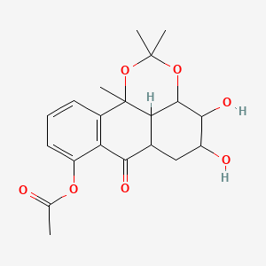 molecular formula C20H24O7 B15195495 Anthra(1,9-de)-1,3-dioxin-7(3aH)-one, 8-(acetyloxy)-4,5,6,6a,11b,11c-hexahydro-4,5-dihydroxy-2,2,11b-trimethyl- CAS No. 3451-28-3