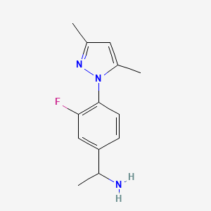 molecular formula C13H16FN3 B1519557 1-[4-(3,5-dimethyl-1H-pyrazol-1-yl)-3-fluorophenyl]ethan-1-amine CAS No. 1152880-35-7