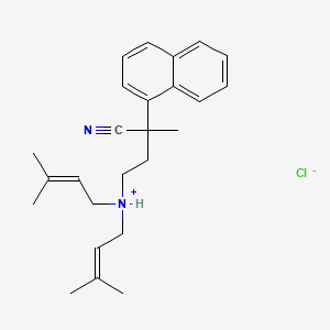 molecular formula C25H33ClN2 B15195660 alpha-(2-Diprenylaminoethyl)-alpha-methyl-1-naphthylacetonitrile hydrochloride CAS No. 50765-77-0
