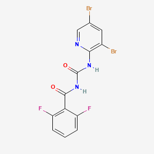 molecular formula C13H7Br2F2N3O2 B15195730 Benzamide, N-(((3,5-dibromo-2-pyridinyl)amino)carbonyl)-2,6-difluoro- CAS No. 64862-24-4