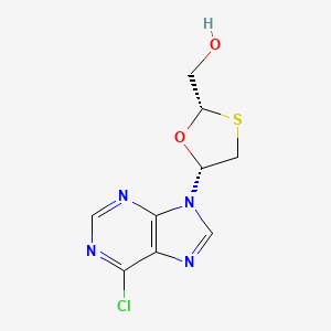 molecular formula C9H9ClN4O2S B15195767 1,3-Oxathiolane-2-methanol, 5-(6-chloro-9H-purin-9-yl)-, (2S-cis)- CAS No. 149819-57-8