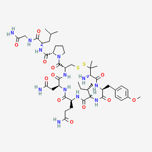 molecular formula C46H72N12O12S2 B15195794 Oxytocin, 1-penicillamyl-O-metyr(2)- CAS No. 89070-65-5