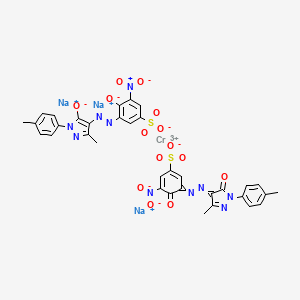 molecular formula C34H24CrN10Na3O14S2 B15195865 Chromate(3-), bis(3-((4,5-dihydro-3-methyl-1-(4-methylphenyl)-5-(oxo-kappaO)-1H-pyrazol-4-yl)azo-kappaN1)-4-(hydroxy-kappaO)-5-nitrobenzenesulfonato(3-))-, trisodium CAS No. 75214-57-2